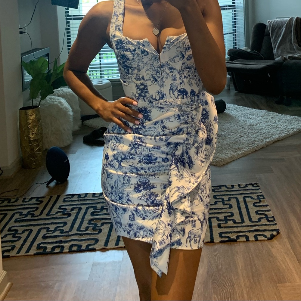 Blue and white dress